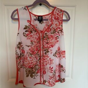 Floral Sleeveless Top - Orange and White, excellent condition